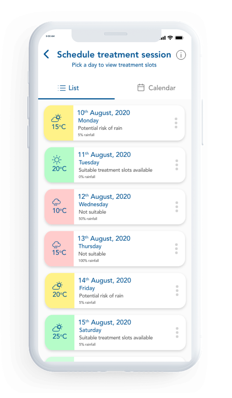 SmartPDT schedule treatment